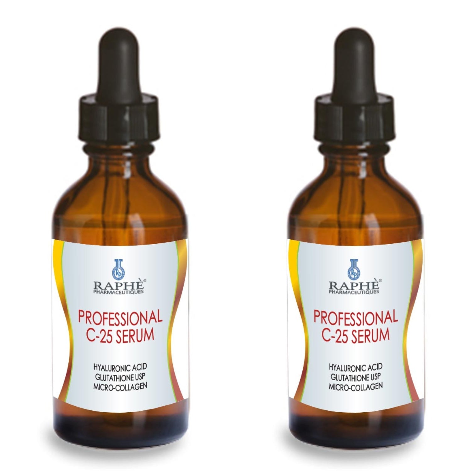 Wholesale Vitamin C serum with 25% glutathione, collagen, and hyaluronic acid in 60ml dropper bottles