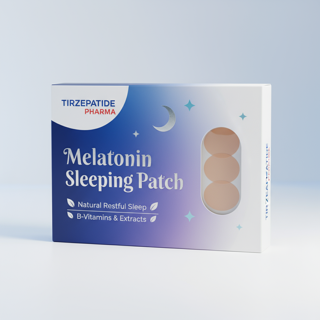 Box of transdermal sleep patches with melatonin for natural restful sleep and sustained 8-hour release
