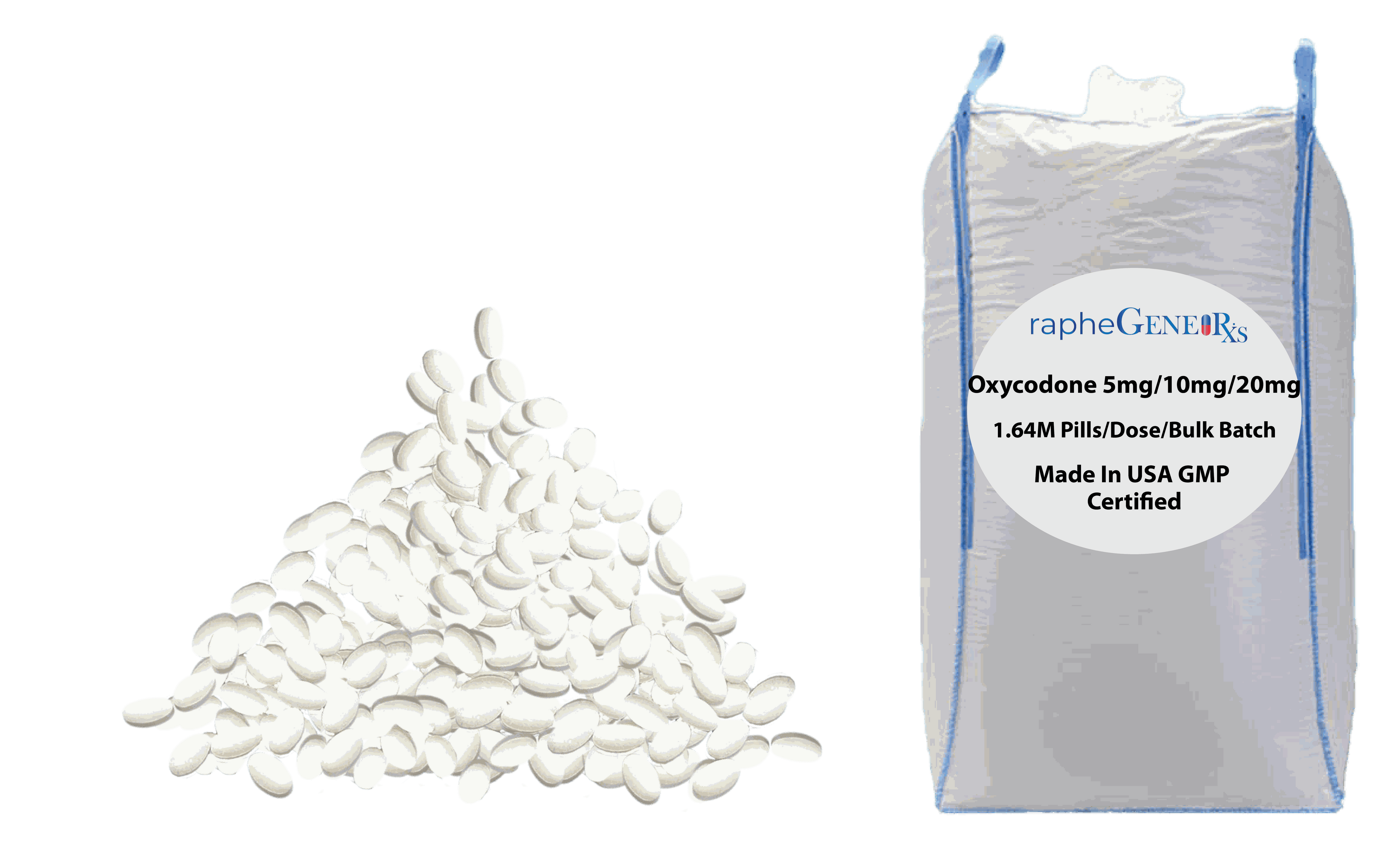 Bulk oral solid dosages of white tablets and large GMP certified bag for Alprazolam and Atorvastatin contract manufacturing