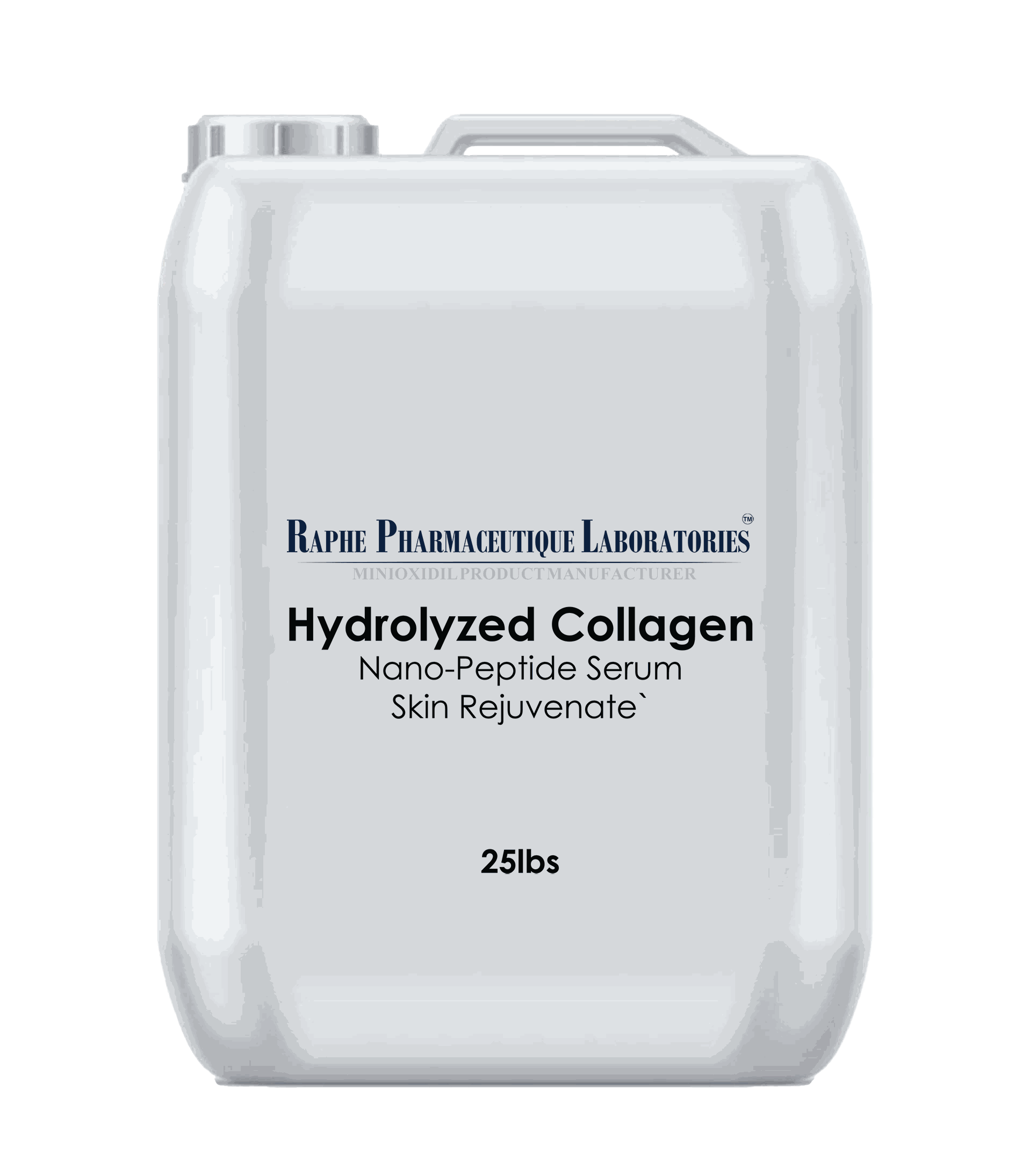 25lbs Hydrolyzed Nano-Collagen Peptide Serum for skin rejuvenation and collagen synthesis stimulation container