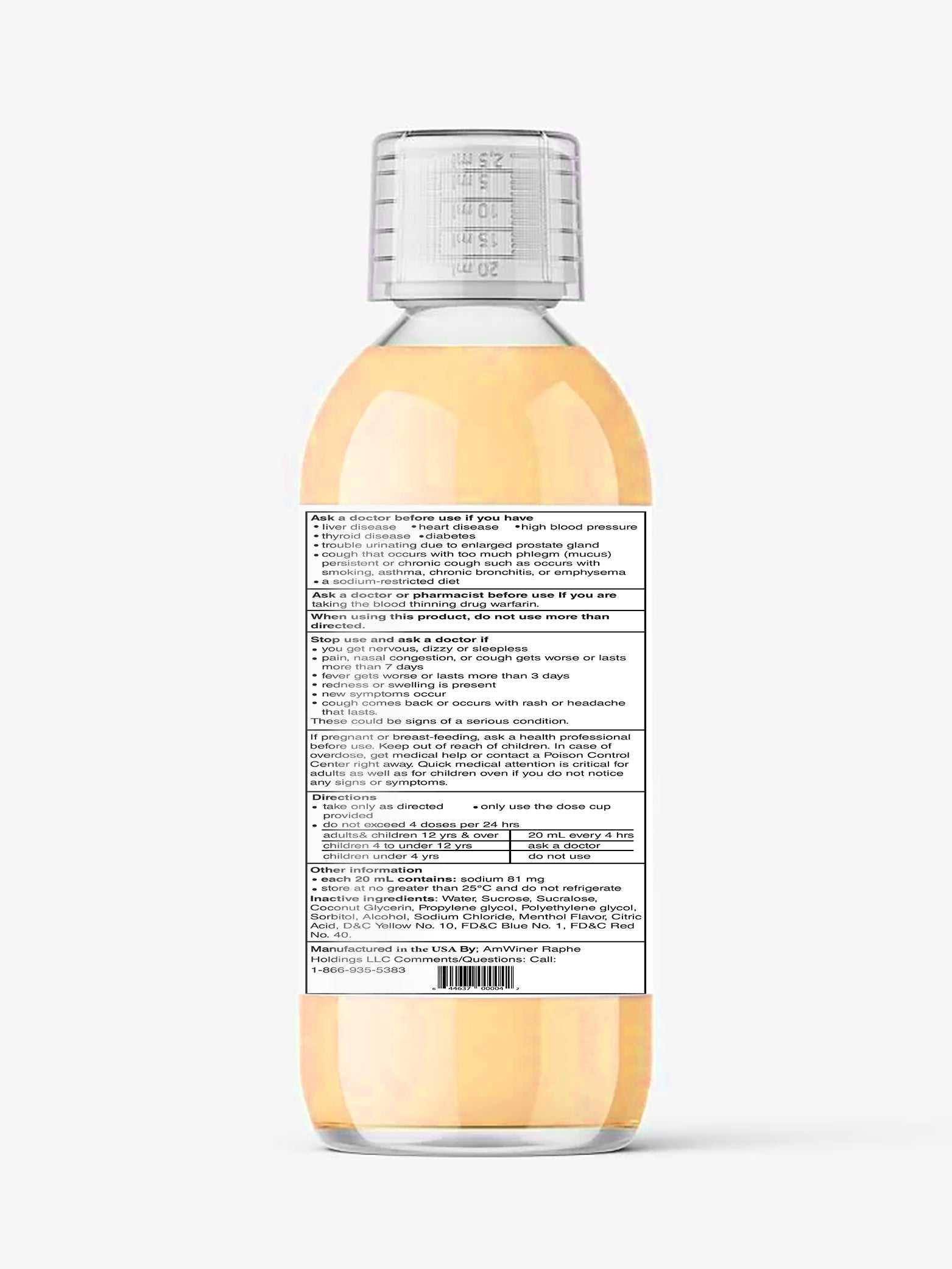 Multi-action Cold Flu Syrup For Severe Cough Cold Flu Decongestant 150ml