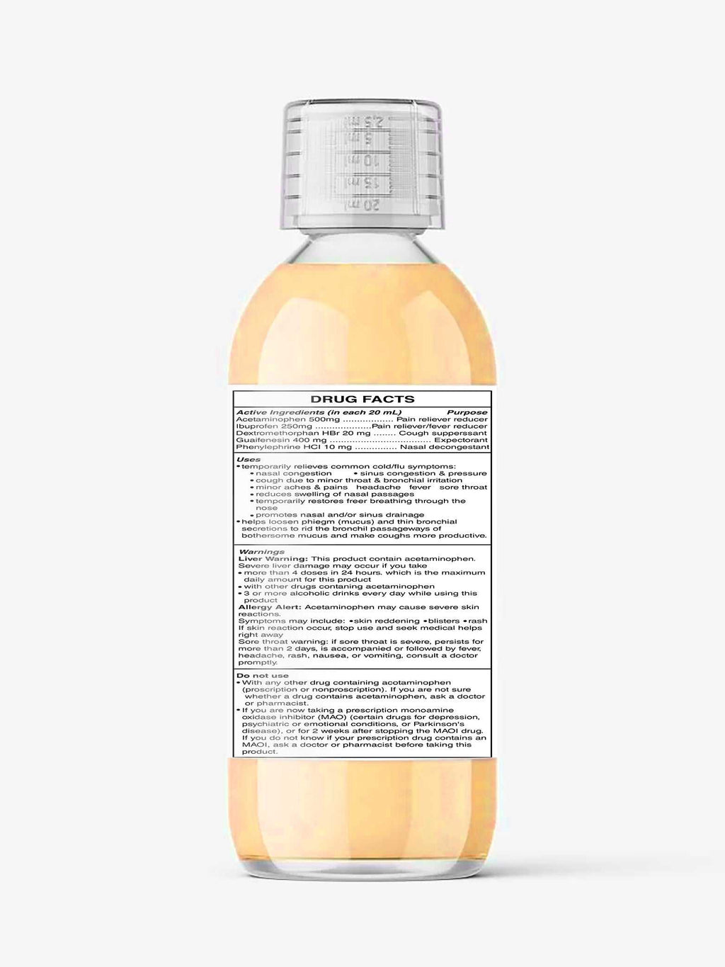 Multi-action Cold Flu Syrup For Severe Cough Cold Flu Decongestant 150ml