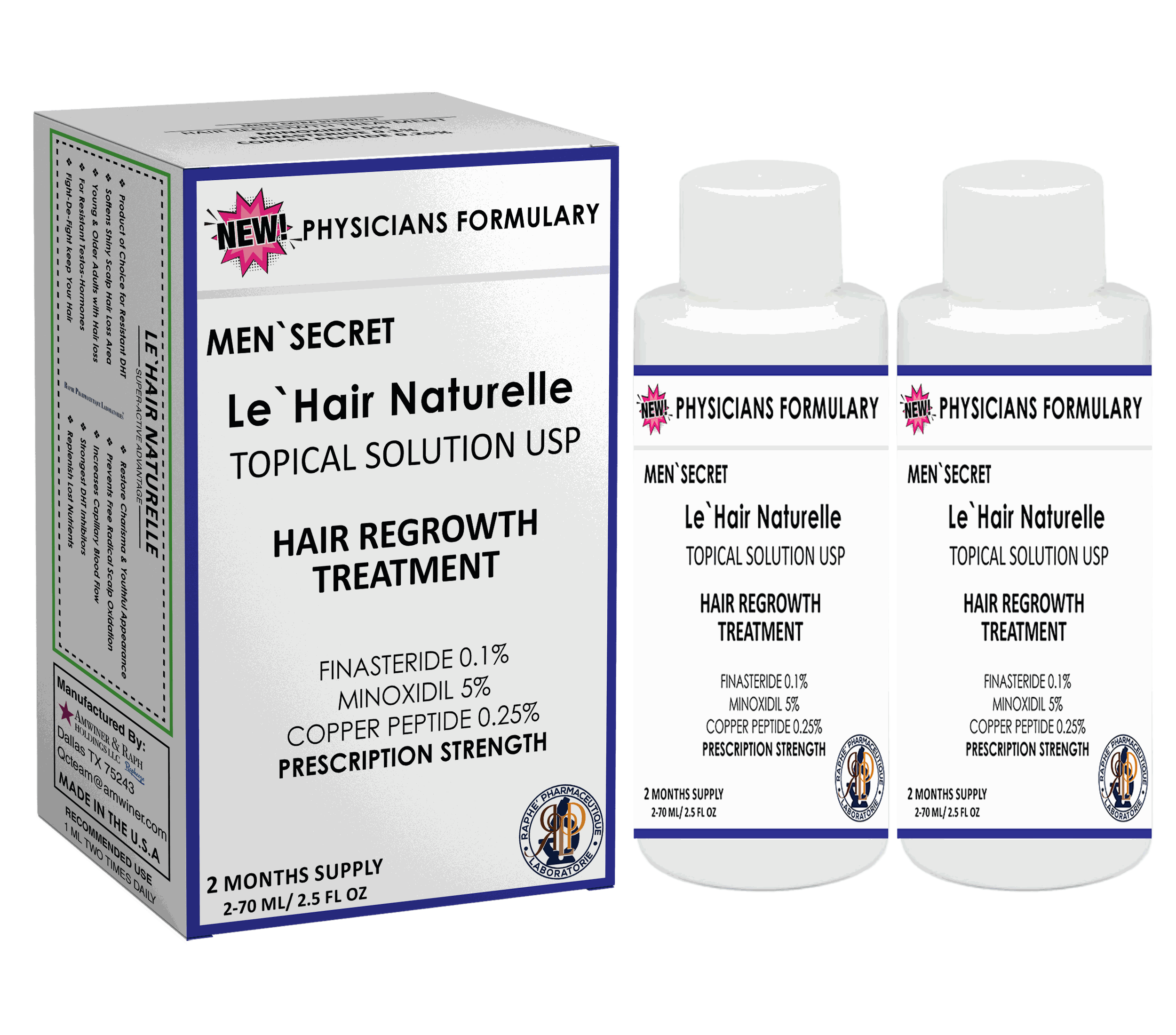 Physicians Formulary MenSecret Copper Peptide Emergency Hair Restoration Solution  2-Packs 250 Packs Wholesale