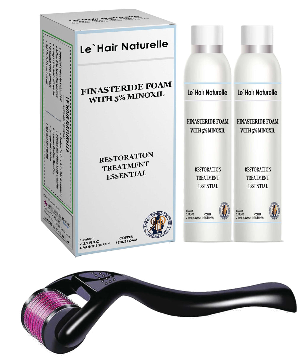 Wholesale 250 packs Natural Hair Recovery Foam with finasteride and minoxidil, includes micro-needling roller for hair restoration and scalp healing