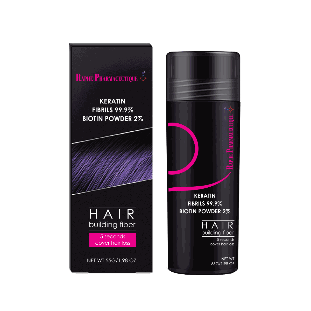 Emergency hair loss restoration keratin hair building fiber with 2% biotin for women in 50g packaging