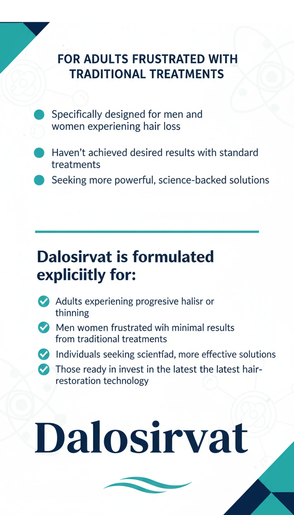 New Research Hair Loss Prevention Product DALOSIRVAT, SM04554, and SETIPIPRANT250 Packs of 2-60ml 2 Months Supply