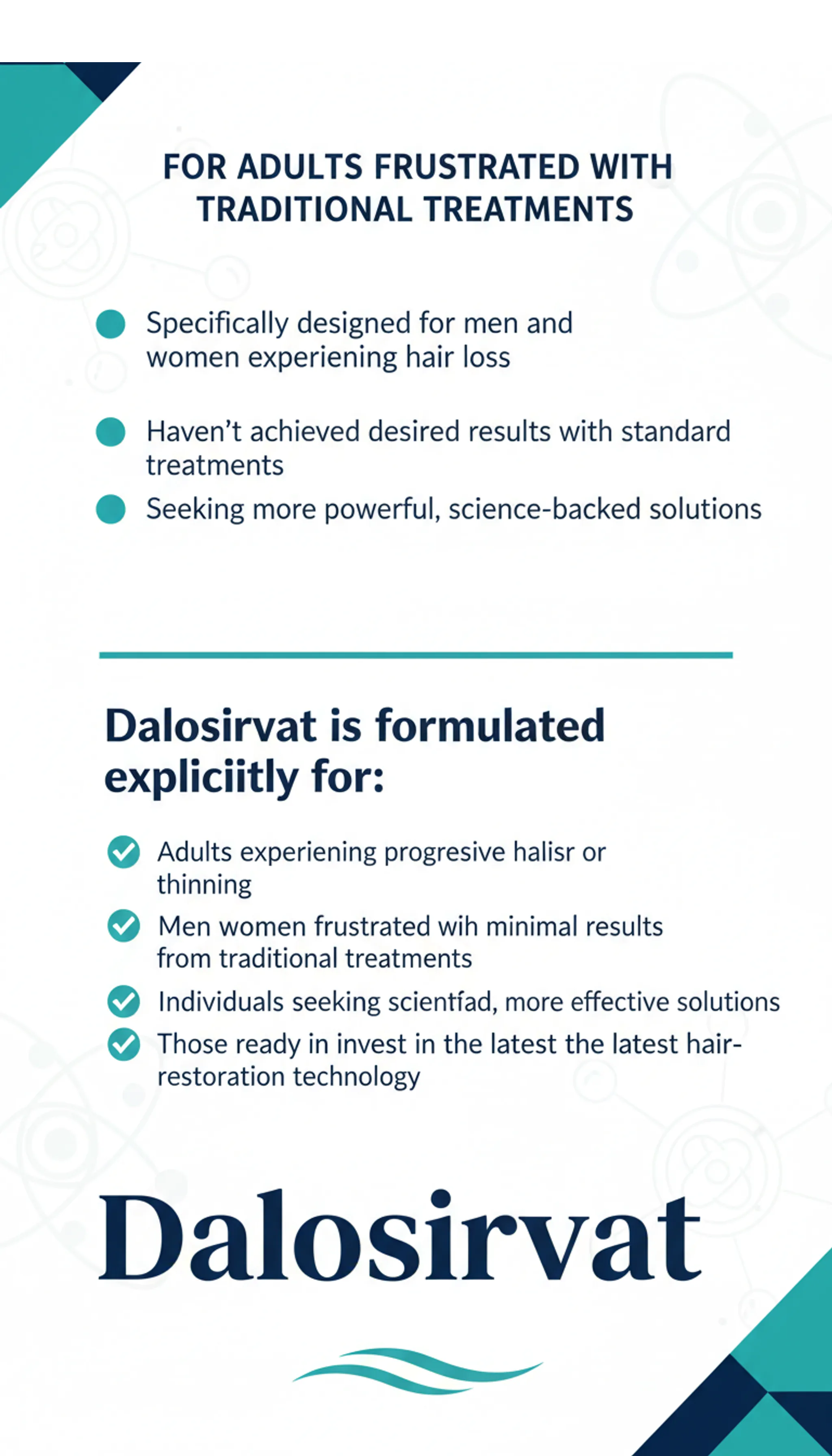 New Research Hair Loss Prevention Product DALOSIRVAT, SM04554, and SETIPIPRANT250 Packs of 2-60ml 2 Months Supply