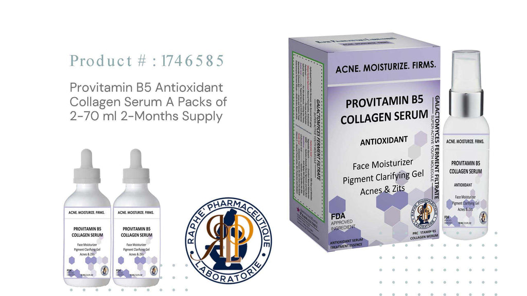 Acne treatment face moisturizer with provitamin B5 collagen serum and antioxidant for acne, pigmentation, and skin firming, 2-pack 60ml bottles