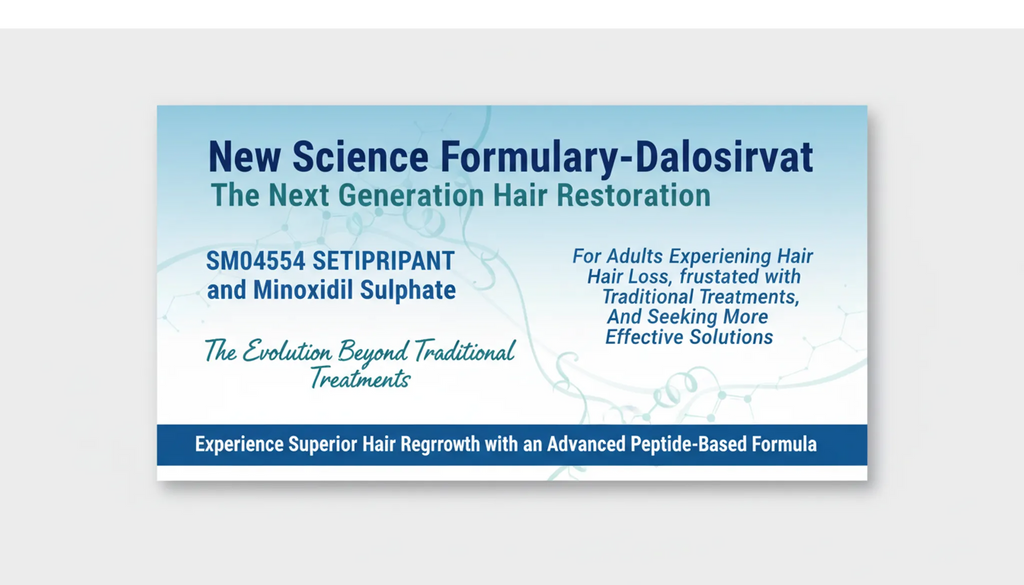 New Research Hair Loss Prevention Product DALOSIRVAT, SM04554, and SETIPIPRANT250 Packs of 2-60ml 2 Months Supply