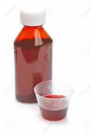 Herbal Cold-Flu Medicine bottle with measuring cup for sinus and lung relief 150ml