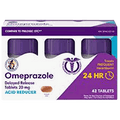 Generic Omeprazole 20mg-40mg tablets for heartburn and acid relief, 42 count packaging
