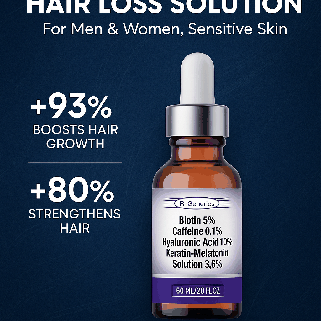 White Label  5% Minoxidil Solution with Biotin Caffeine Vitamin E and Ketoconazole 12-60ml