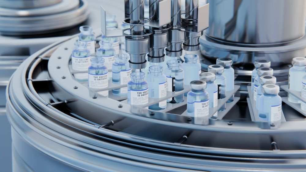 White Label Dulaglutide 1-gram powder vials in automated pharmaceutical filling machine