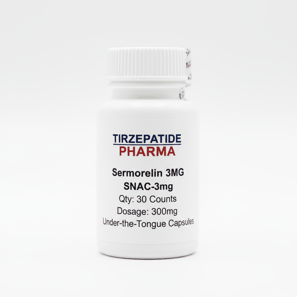 Sermorelin 3mg capsules by Tirzepatide Pharma 30 count under-tongue dosage