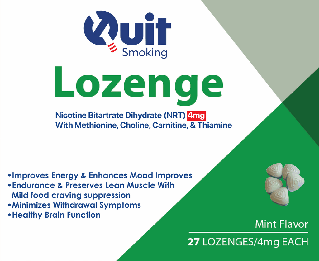 NRT Active Lozenges with 4mg Nicotine, Methionine, Choline, Carnitine, Thiamine, mint flavor, 27 count for smoking cessation and energy boost