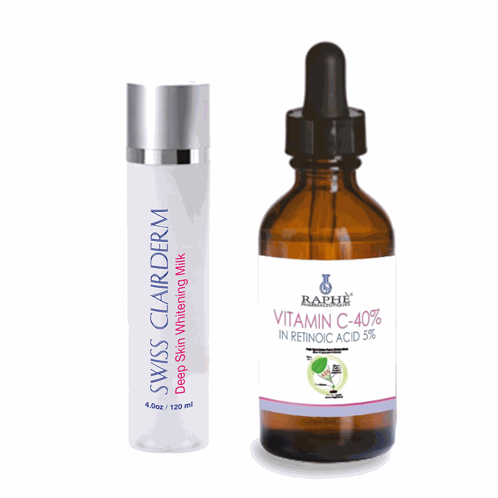 Skin Renewal ClairDerm deep skin whitening cream with Vitamin C 40% serum for anti-aging and skin firming.