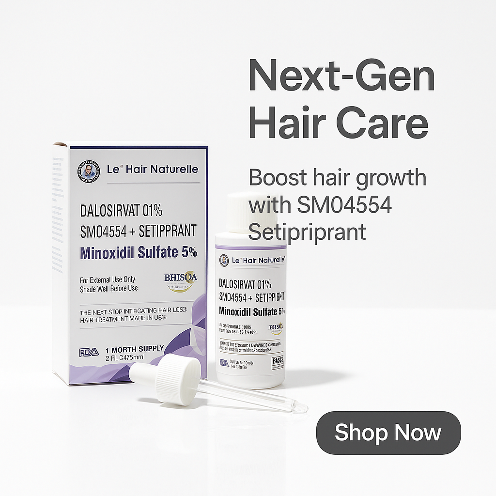 New Research Hair Loss Prevention Product DALOSIRVAT, SM04554, and SETIPIPRANT250 Packs of 2-60ml 2 Months Supply