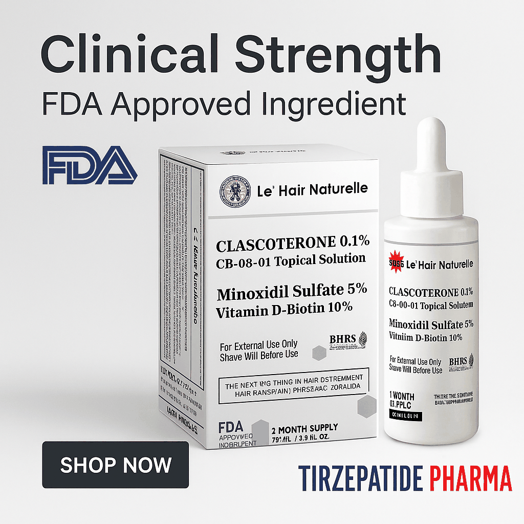 Inflammatory Hair Loss Treatment Minoxidil 5% Clascoterone and CB-03-01  250 Pk of 2-60ml A 2 Months Supply