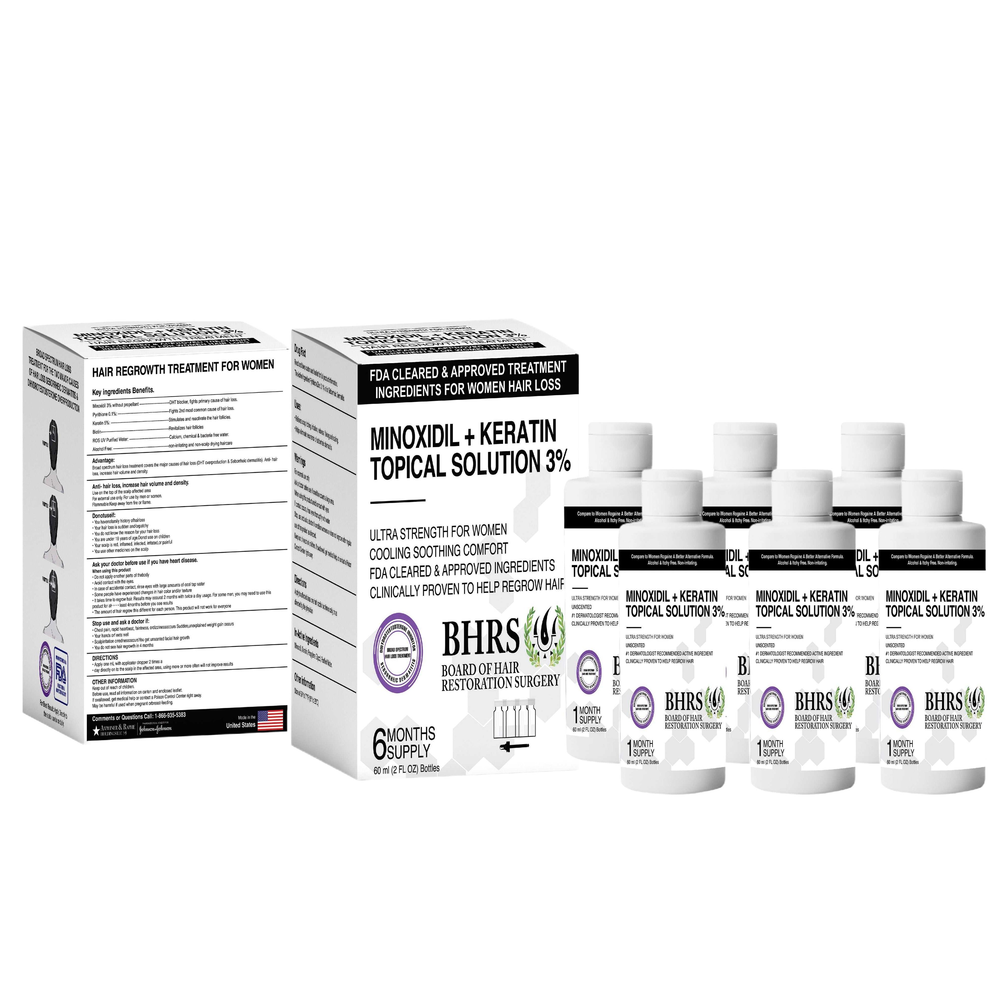 Minoxidil 3% keratin topical solution for hair regrowth and hair loss treatment for women