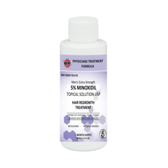 A kit of 60ml 5% Minoxidil Solution with Panthenol Vitamin E Caffein & 30 Cts Minoxidil Satchets For Nighttime