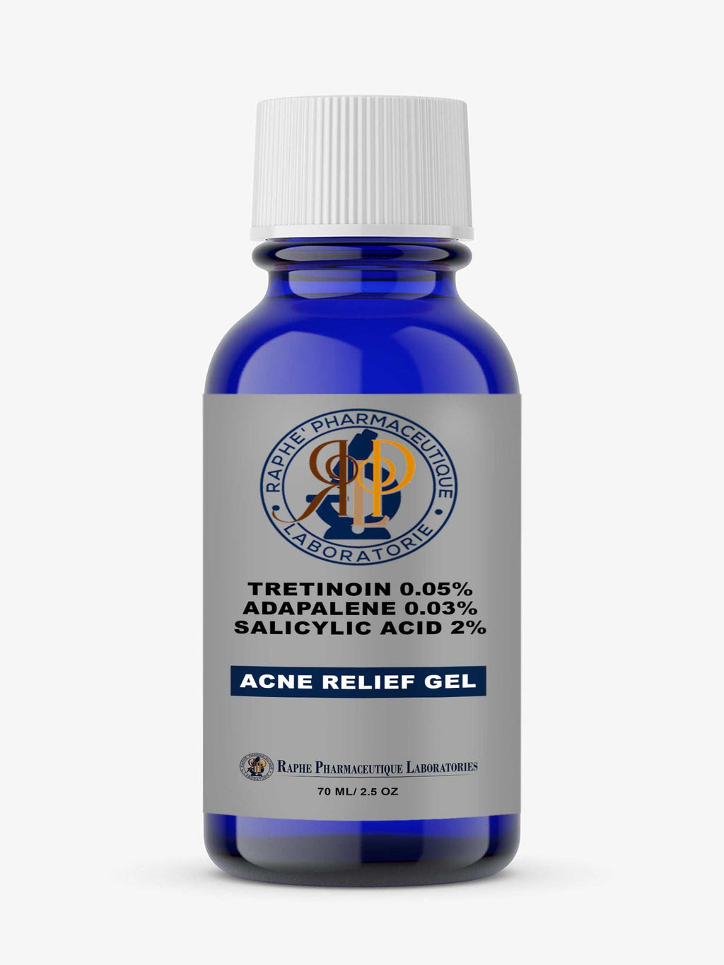Tretinoin 0.05% adapalene 0.03% salicylic acid 2% acne relief gel in blue bottle