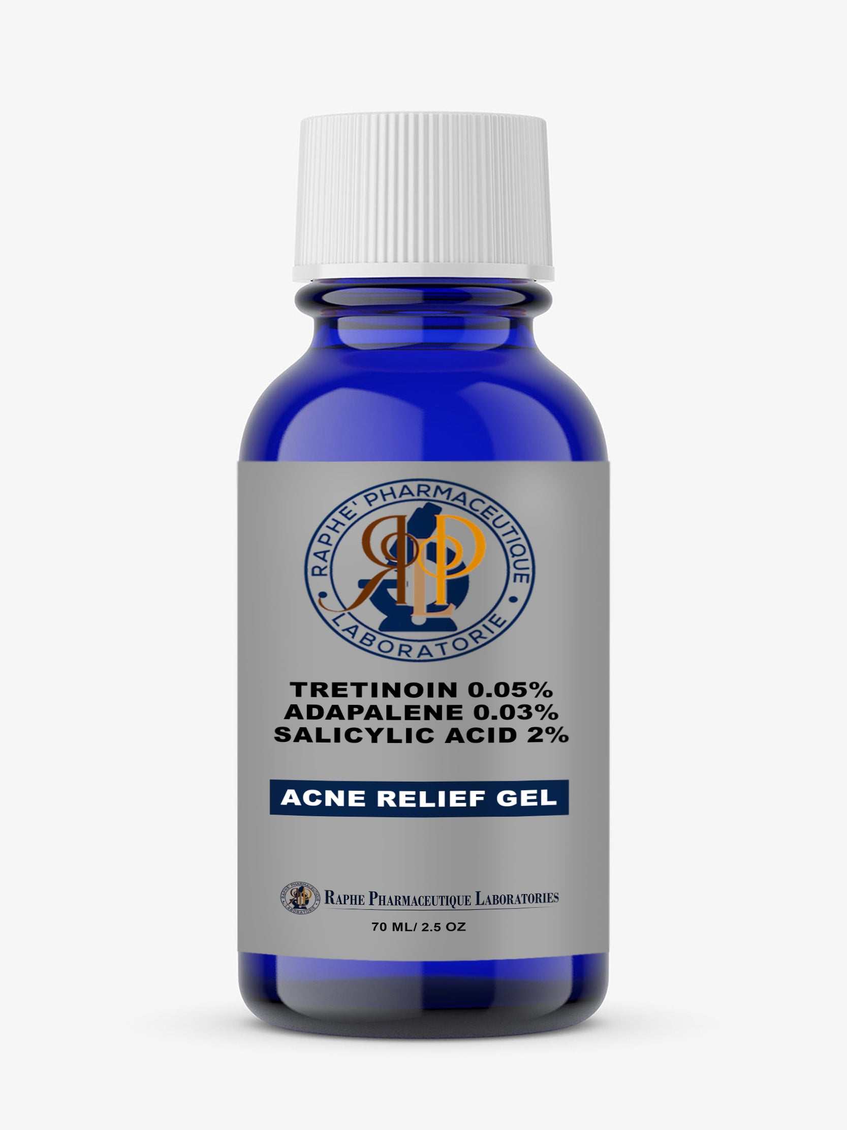 Tretinoin 0.05% adapalene 0.03% salicylic acid 2% acne relief gel in blue bottle